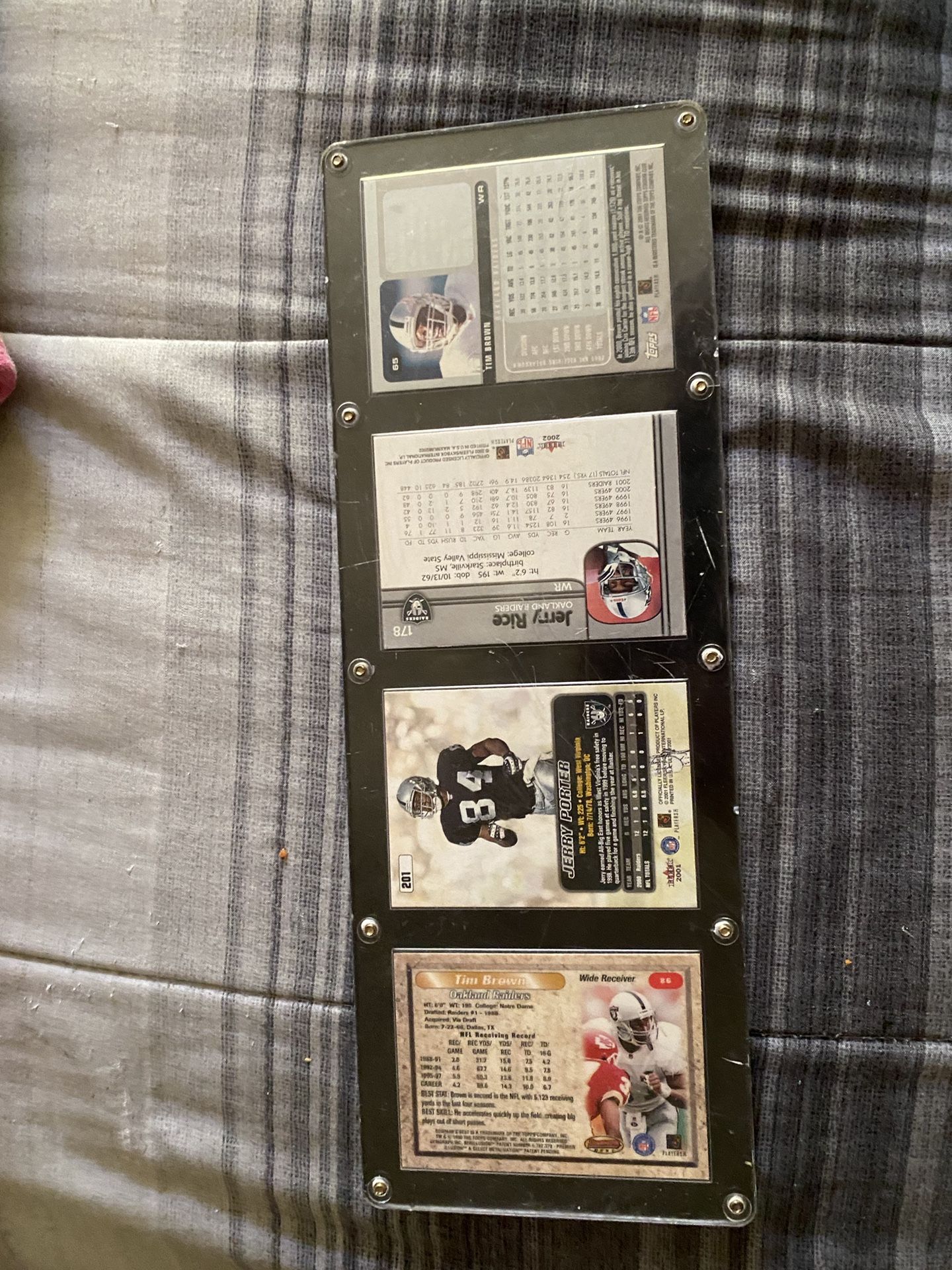 Raider Collectibles Cards In A Plexir Glass