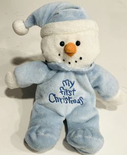 Rare Find DAN DEE MY FIRST 1st CHRISTMAS SNOWMAN BLUE PAJAMAS PLUSH TOY VTG