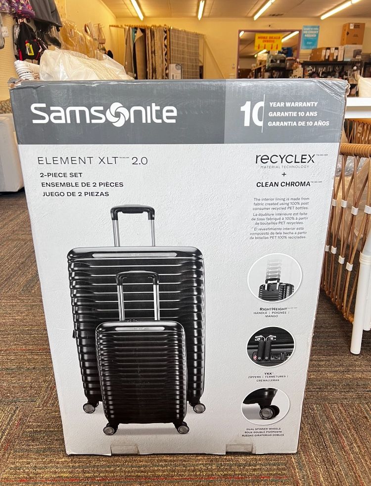 Samsonite Element XLT 2.0 2-piece Hardside Expandable Spinner Luggage Set, Black, New in Box