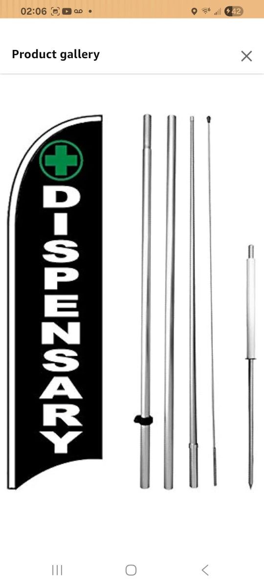 Dispensary Windless Swooper Flag Kit 15' Feather Banner Sign