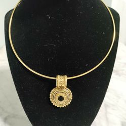 Vintage Gold Tone Copper Choker Necklace 
