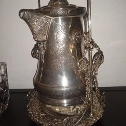 Victorian Era Aesthetic Period Tilting Water Pitcher And Stand