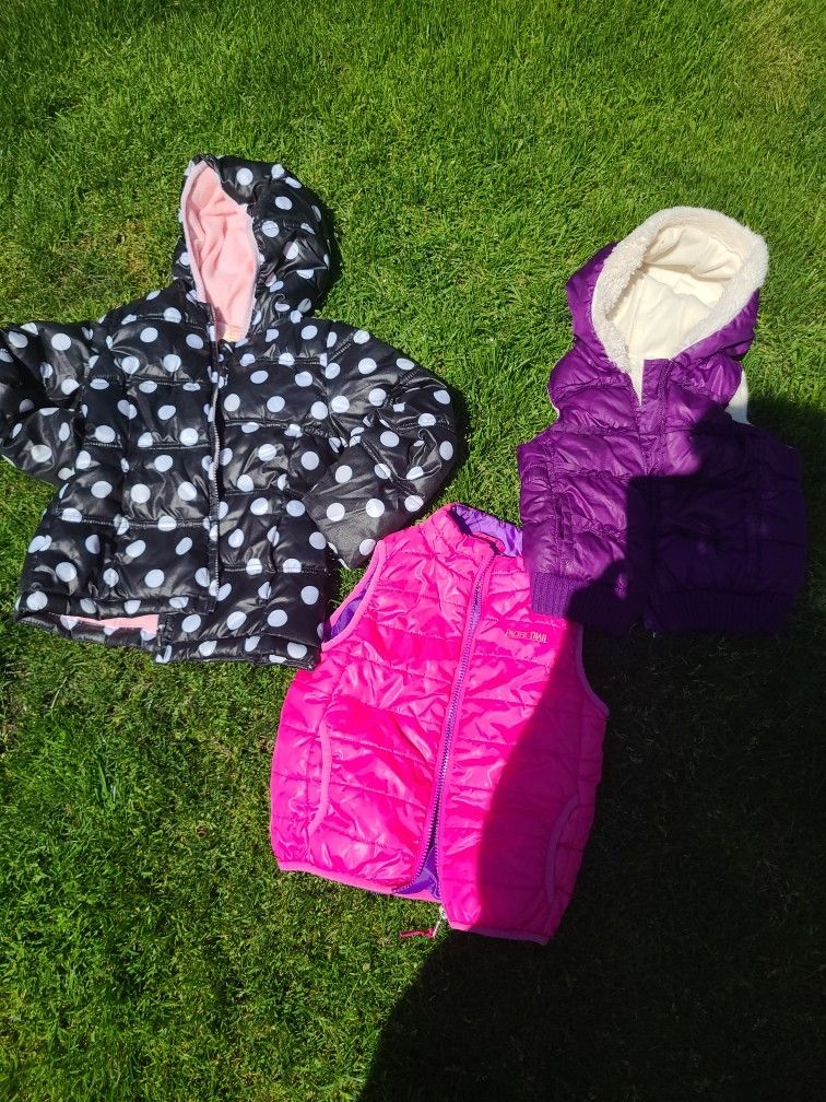 Polka Dot Jacket black purple and pink vests size 4. LOT