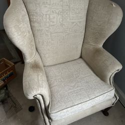 Vintage Queen Anne Wingbacked Armchair