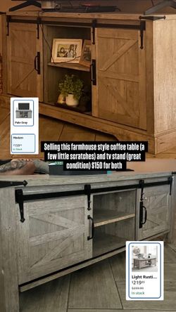 Farmhouse coffee table and tv stand