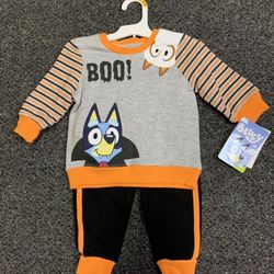 New Bluey boy or girl size 12 month Halloween sweatshirt and pants outfit 