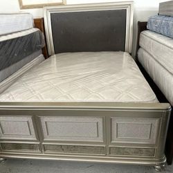 Queen Size Mattress And Box Spring With Bed Frame 🚚Free Delivery 🚚