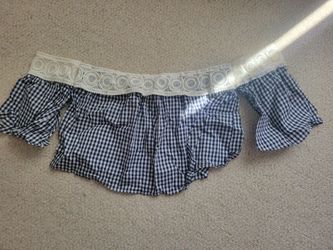 New Women's  Forever 21 Blue Plaid Lace Crop Top M