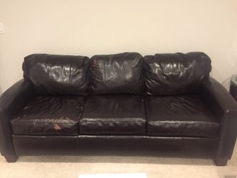Brown leather sleeper sofa