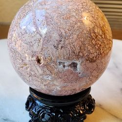 0.94 Lbs (425 g) Pink Agate Sphere Quartz Crystal 