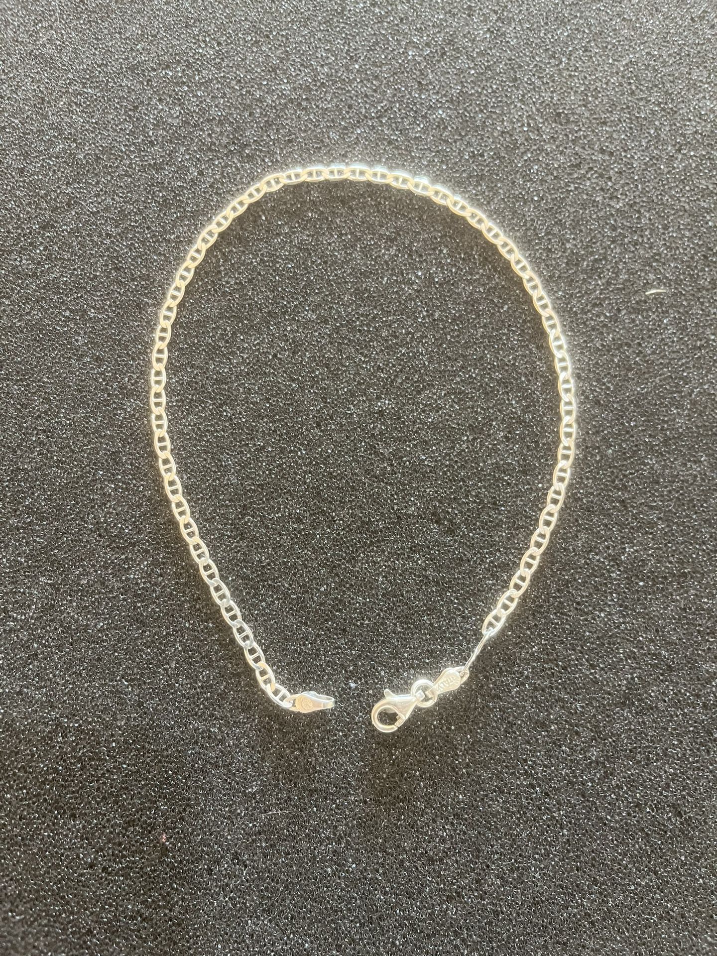 Sterling Silver Bracelet 10” Long Marked 925