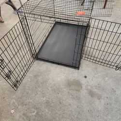 *NEW*Large Metal Dog Crate With 2 Doors And Crate Mat