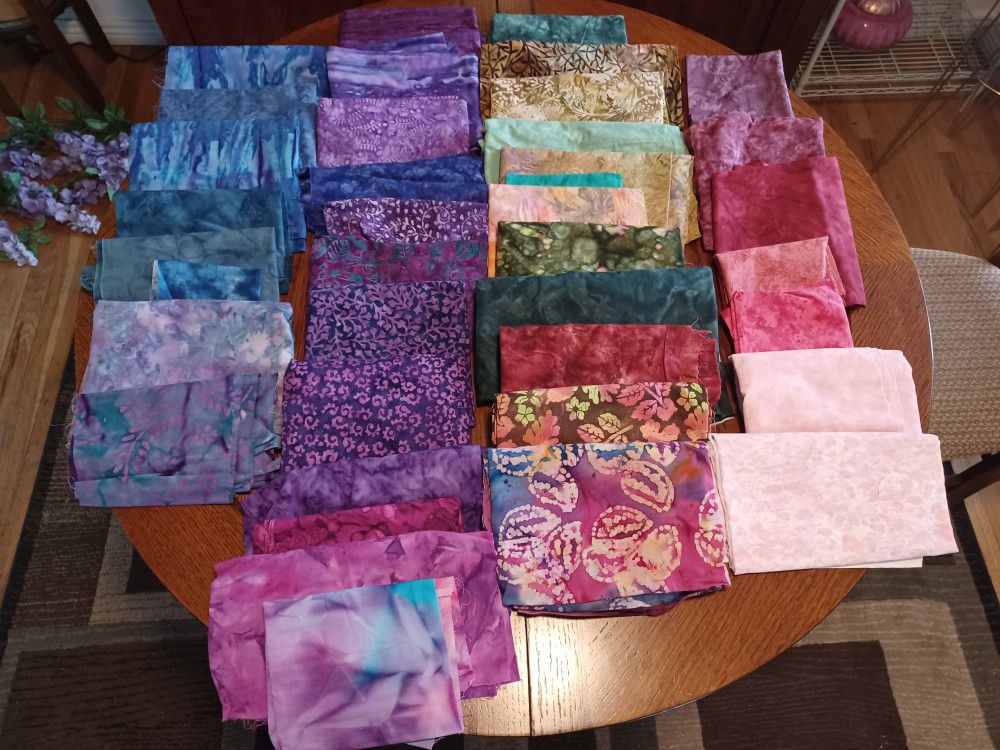 Huge Lot Of Batiks and Textured Quilting Fabric 