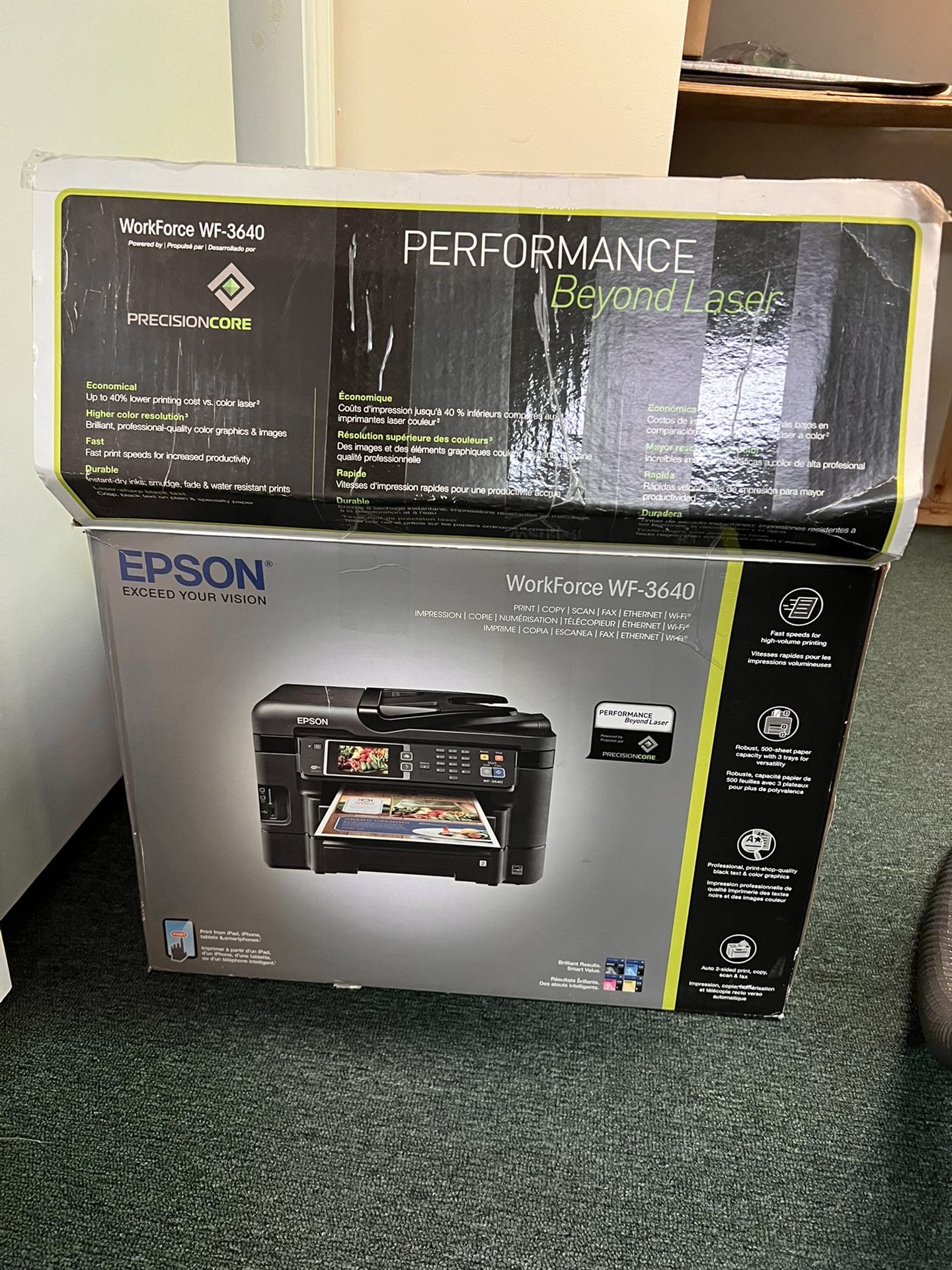 Brand new never used workforce wf-3640 epson photo printer