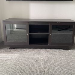 Dark Brown Entertainment Center / TV Stand with Glass Doors