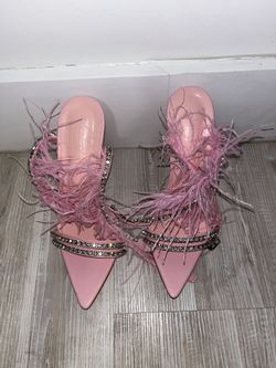 Pink Burlesque Feather Heels