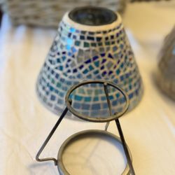 Handcrafted Mosaic Glass Candle Topper Shade Multicolor Geometric Design