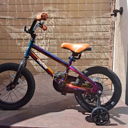 A+ Child's 14" Joystar Totem Rainbow Bike With Training Wheels and Bell New built out of box!