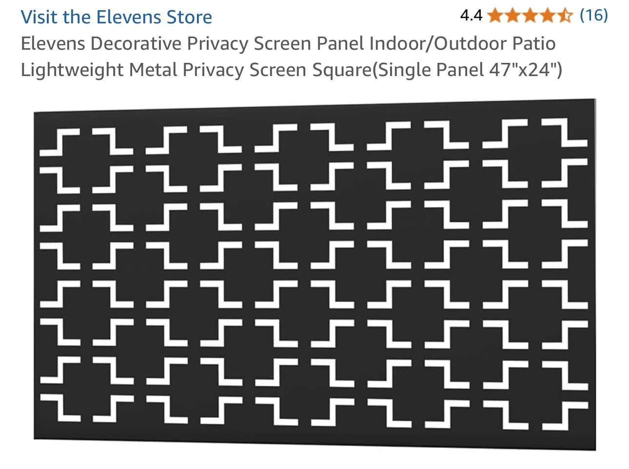 Elevens Decorative Privacy Screen Panel Indoor/Outdoor Patio Lightweight Metal Privacy Screen Square(Single Panel 47"x24")