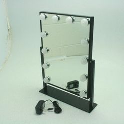  Black Vanity Mirror Makeup with Lights 12 Dimmable LED Bulbs Touch Screen Control