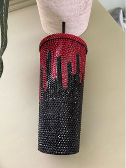 Red and Black Bloody Crystal Drip Tumbler