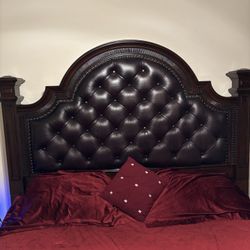 King size mahogany color heavy duty real wood bedroom set with brand new mattress/ 2nd item selling full size bed steel frame with mattress included