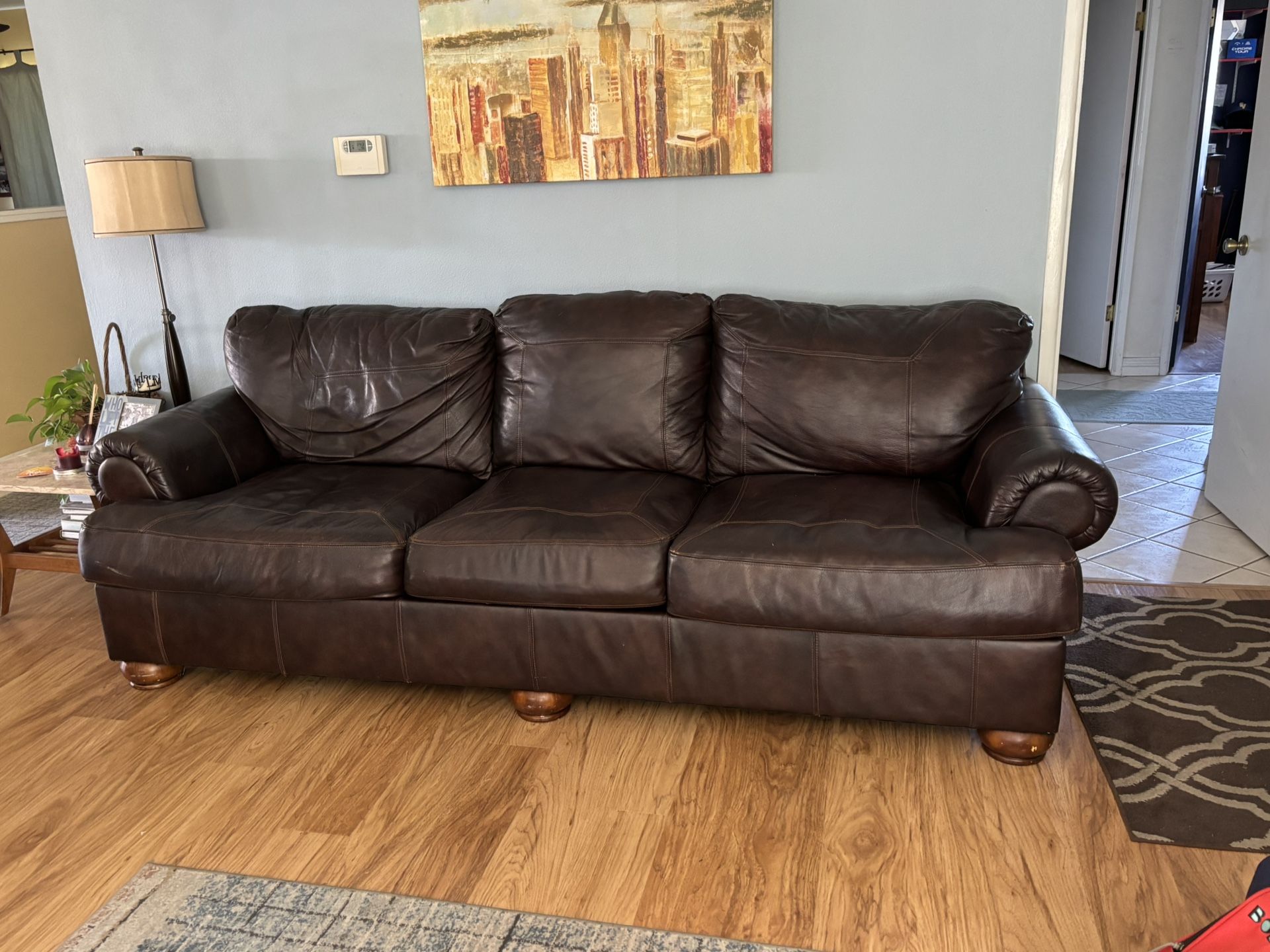 8 Foot Faux Leather Couch