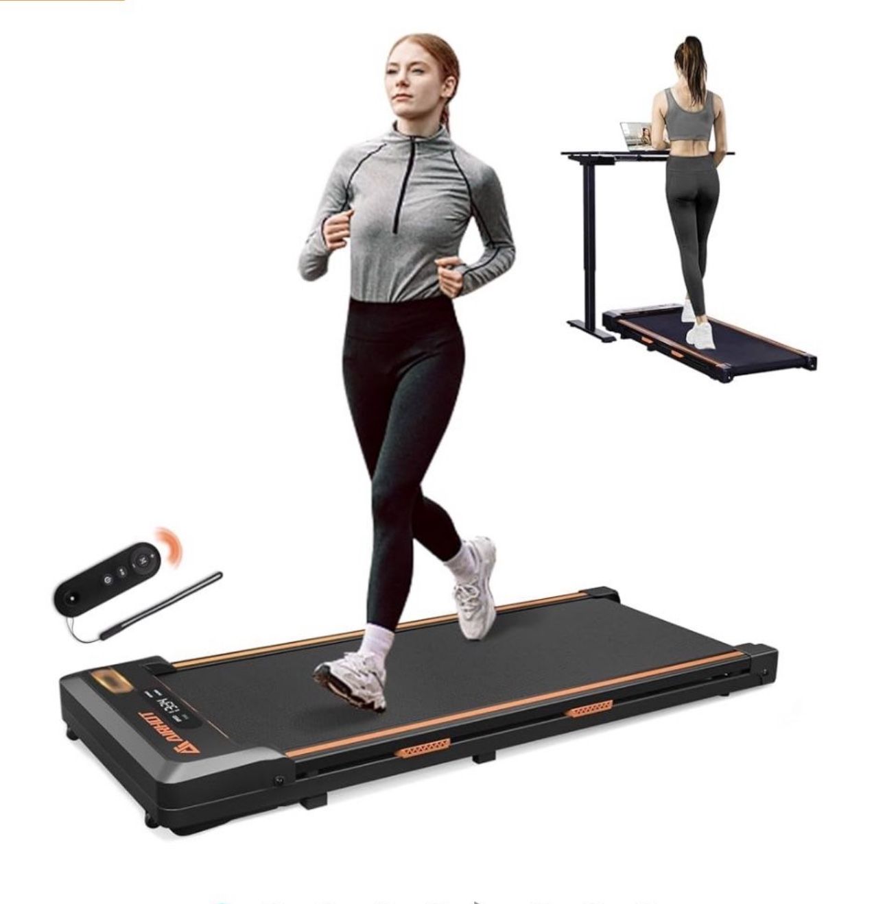 AIRHOT Walking Pad, 2 in 1 Under Desk Treadmill of Compact Space, 2.5HP Quiet Desk Treadmill with Remote Control & LED Display, Portable Treadmill for