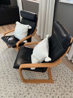 Pair of Armchairs with Leather Cushions