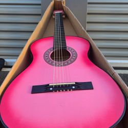 Brand New Pink Youth Acoustic Guitar w/ Carrying Case & Extras 🎶🎸