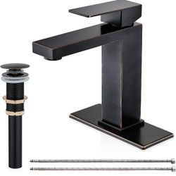 (Brand New in Box) 
Oil Rubbed Bronze Bathroom Faucet, Single Hole Vanity Bath Faucet, Single Handle Modern Stainless Steel Bathroom Faucets for Sink 