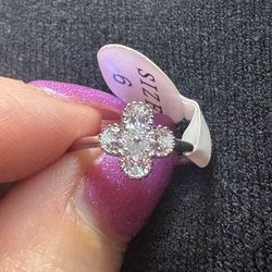 Clove Sterling Silver Ring with Moissanite Gemstones