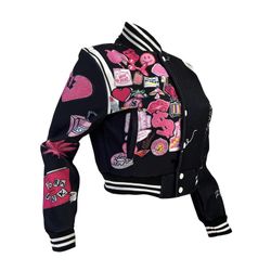 💖🔥 LIMITED EDITION PINK PATCH CROPPED VARSITY JACKET 🔥💖