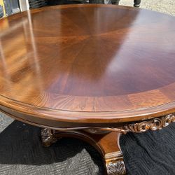 Ashley Furniture Vintage 55” Round Dining Table With Curved Decor 30” Height(address In Description)