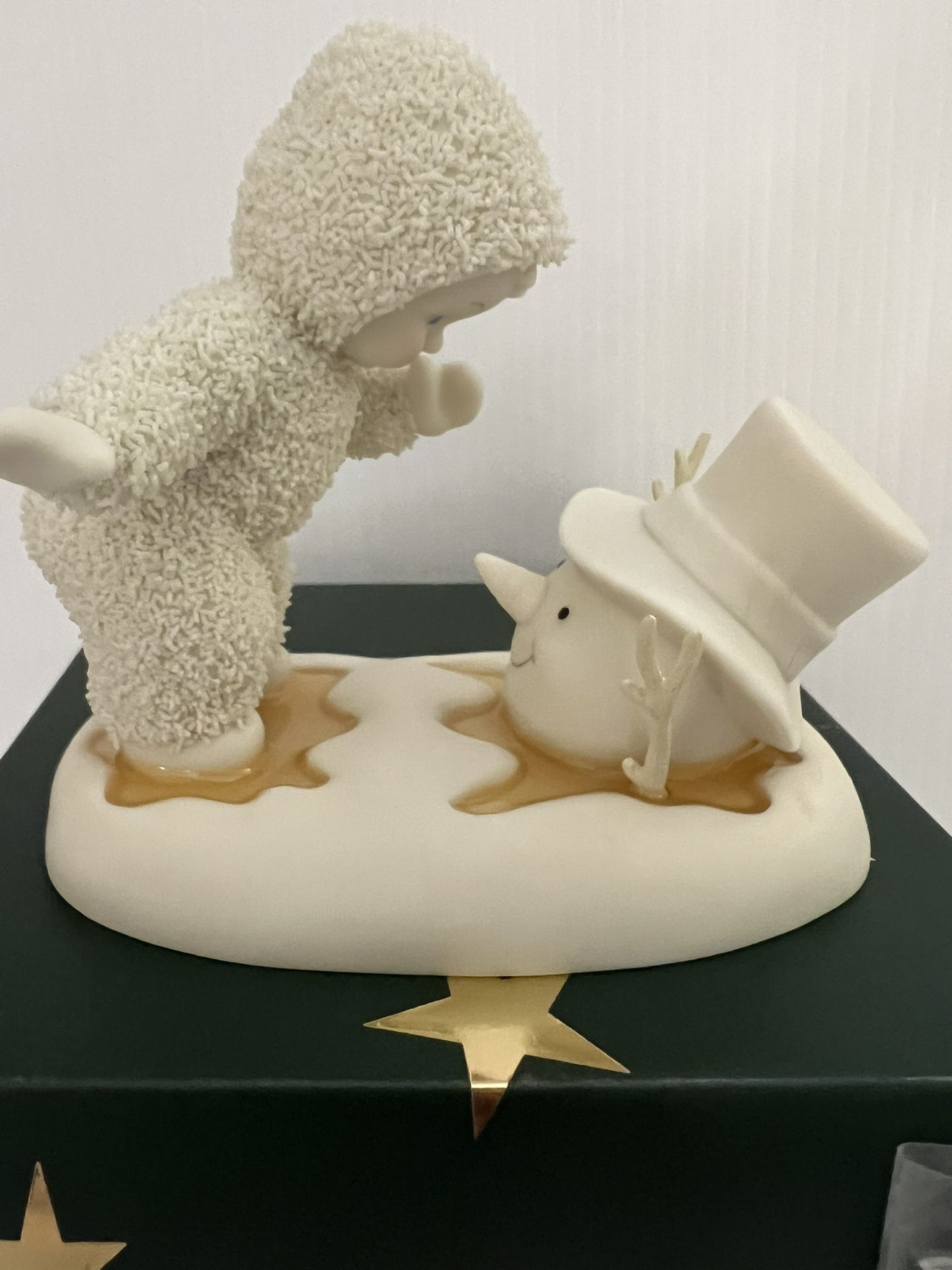  2002 Snowbabies Dept 56 “ See You Next Year” Melting Snowman Figurines. New in Box
