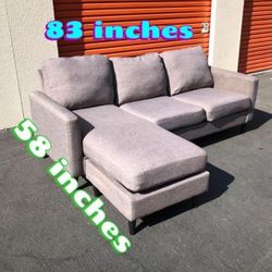 Gray Sectional Couch With Reversible chaise