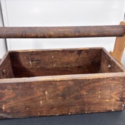 Primitive Wooden Carpenter’s Tool Box Caddy Tote Swing handle 15" Farmhouse