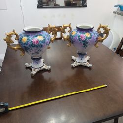 Pair Of Dresden Vases 