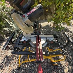 Craftsman Compound Mitre Saw On De Walt Rolling Folding Stand. 