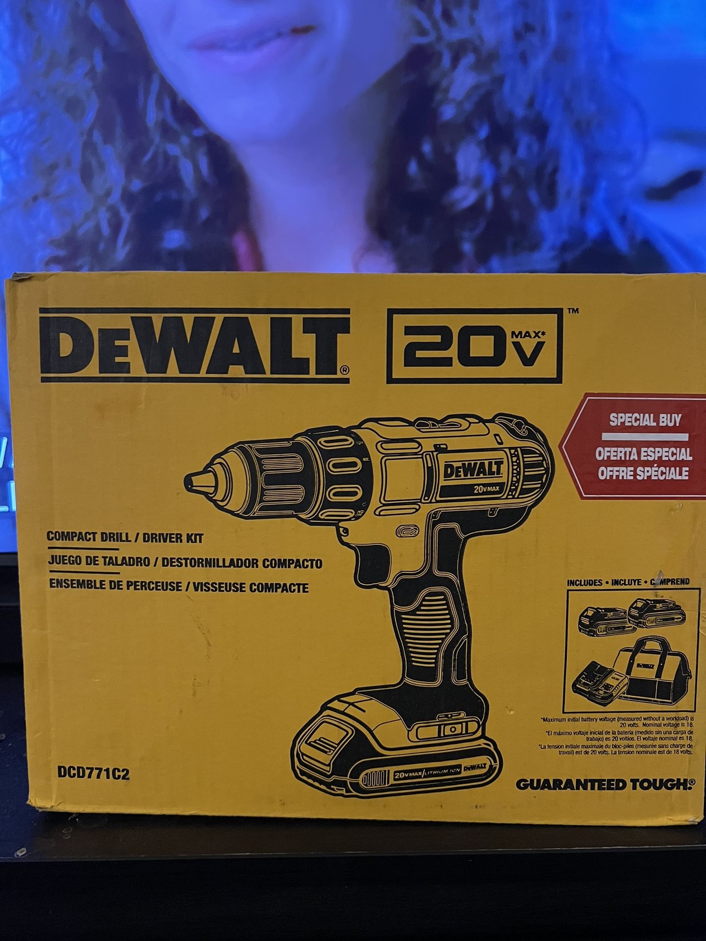 DEWALT 20V Max Cordless Drill / Driver Kit, Compact, 1/2-Inch (DCD771C2), Yellow