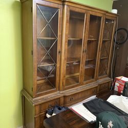 Elegant China Cabinet — Glass Doors, Great Condition