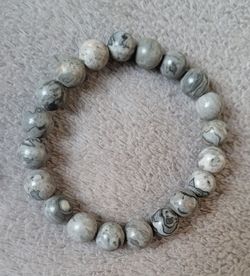 Natural Picasso Jasper Stretch Bracelet, 7-7.5”. Unisex, 8mm Round Shape Beads|, New.