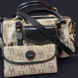 Dooney & Bourke Florentine Leather Jacquard Monogram Barrel Satchel With Wallet