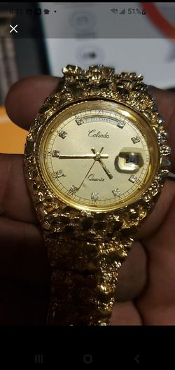 Calinda Quartz Gold Nugget Watch