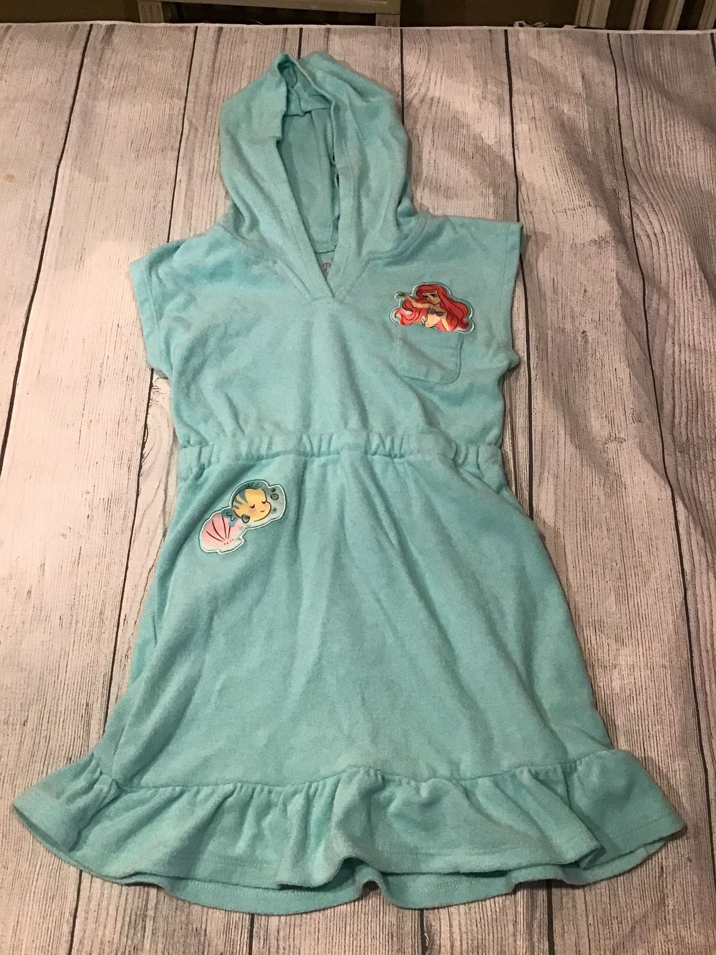 Disney The Little Mermaid Ariel Swimsuit Cover Up Dress Hoodie Size 6/7