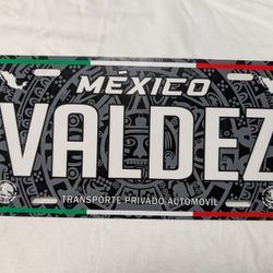 Valdez Mexico Plate aluminum Plate Mexican Mexico Valdez 