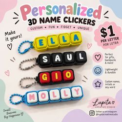 Personalized 3D Name Clicker Keychain
