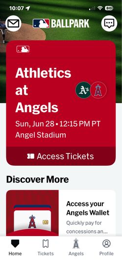 ANGELS SUNDAY 6/28 4 TIX VS A’S