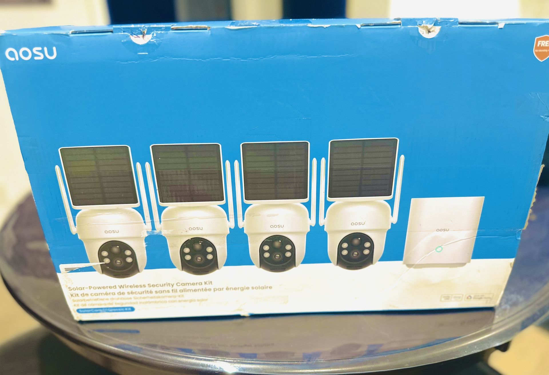 AOSU Security Cameras Outdoor Wireless, 4 Cam-Kit, No Subscription, Solar-Powered, Home Security Cam