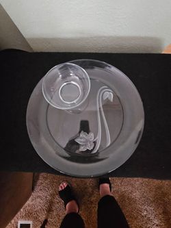 Glass Chip and Dip Serving Platter Set